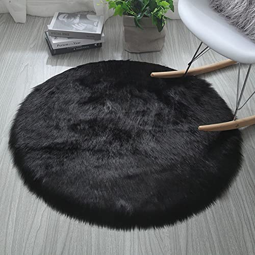 LUMoony Runder Teppich Faux Schafsfell-Teppich Faux Sheepskin Rugs Stuhl-Sitzkissen oder Teppich für Wohnzimmer Teppich, weich, Flauschiges Fell, als Bettvorleger, Sofa-Teppich