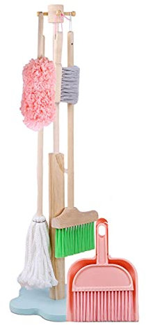 Kids Cleaning Set | Kids Broom, Mop and Cleaning Toys Set | Wooden Detachable Housekeeping Broom Dustpan Duster Brush Mop for 2+ Years Old