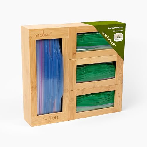 DECOMIL – Ziploc Bag Storage Organizer | Plastic Bag Organizer |Baggie Organizer Dispenser for Drawer | Food Storage Bag Organizer