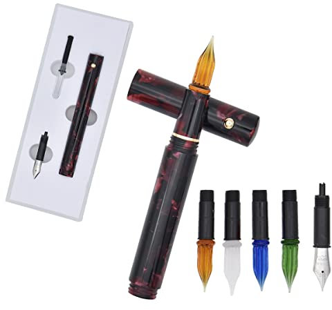 SIPLIV Resin Acryl Multifunktionaler Doppelzweck Stift Glas Dip Pen Füllfederhalter Taschenformat Reise Kurzer Stift mit 5 Arten Ersatz Stiftfeder - Weiß