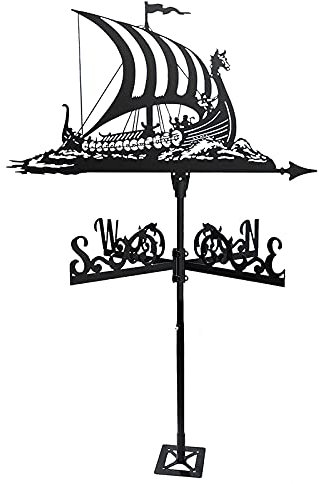 Wetterfahne Edelstahl Segelboot Segelschiff Wetterfahne Schwarze Sprühfarbe Außenschuppen Eisenhof Dach Scheunen Dekoration Hof Anzeige der Windrichtung Messwerkzeug