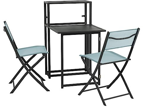 SVITA Balkon-Set platzsparend Balkon-Möbel Kleiner Balkon klappbar Grau/Blau