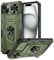 Doeshine für iPhone 15 Hülle mit Ständer & Kameraschutz, Robuste Stoßfeste Schutzhülle mit 360 Grad Magnetisch Ring Stand, Military Shockproof Cover für iPhone 15 5G 2023 (Grün)