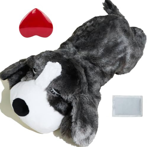 vocheer Welpen-Herzschlag-Spielzeug, Hunde-Angstlinderung, Beruhigungshilfe, Welpenherzschlag, Stofftier, Verhaltenstraining, Schlafhilfe, Komfort-Schnuller, Plüschtier für Welpen, Hunde, Katzen, Grau