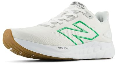 New Balance Men's Fresh Foam 680 V8 Running Shoe, White/Brighton Grey/Kelly Green, 11 Wide