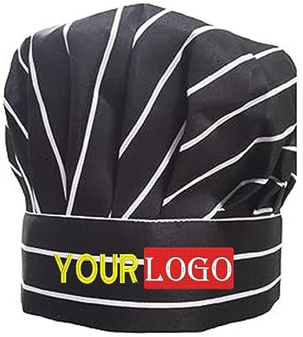 haoduanduan Gorra de chef con logotipo bordado personalizado y texto para cocinero, gorra de chef de cocina con transpirable para hombres y mujeres regalo, Rayas blancas y negras, M-XXL