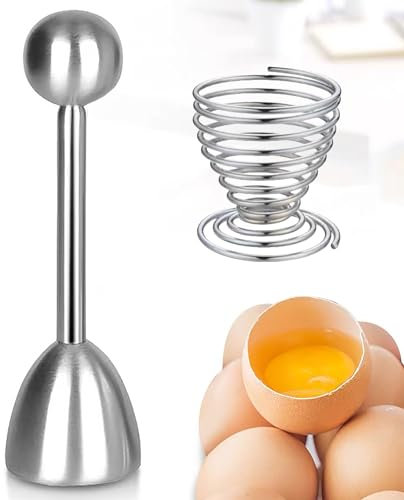 Oruiiju Ouvre-Œufs en Acier Inoxydable, Séparateur de Coquille D'Oeuf, Coupe Coquille pour Oeufs Durs et Mous, Séparateur d'Œufs Durs et Souples en Acier Inoxydable Outil de Cuisine