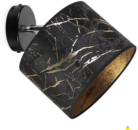 Light-Home Deckenbeleuchtung - Lampen Deckenlampen Milan Sammlung - Deckenlampe Industrial aus Metall und Stoff - Wandlampen 1-Flammig - Durchmesser 20cm - Schwarz Gold