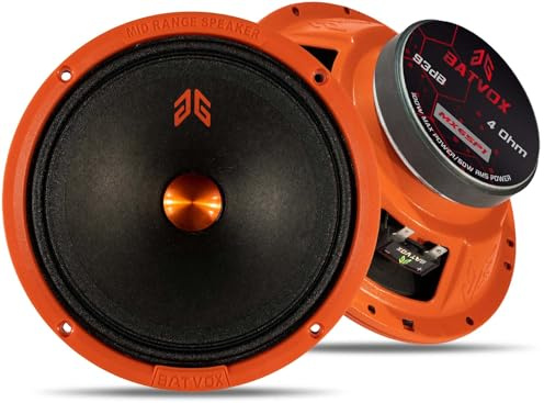 GRTSKY MX65P1 Loudspeaker 6.5inch 4 Ohms Orange Dust Cap Max Power 100w Rms Power 50w Midrange Speaker for Car Audio, Orange (2 Speakers)