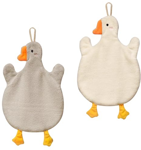 RTRTGS Toalla Seca a Mano de 2 Piezas con Lazo para Colgar, Bonitas Toallas de Mano para baño, Suave Coral, de Secado rápido, absorbentes, Toallas de Mano pequeñas para Cocina, baño, niños y Adultos
