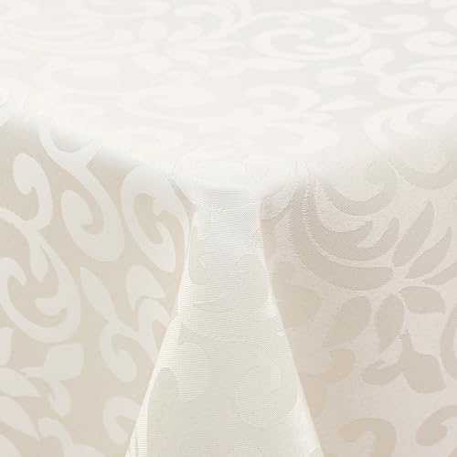 Homaxy Tischdecke Abwaschbar Jacquard Rechteckig 140x240cm, Beige2 | Damast Design, Schmutzabweisend, Dick & Langlebig, Pflegeleicht Maschinenwaschbar, Für Küche Party Garten