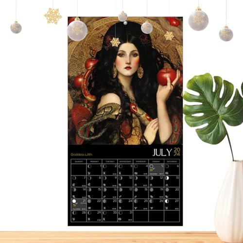 Göttinnen-Kalender - 2024 Dunkle Göttinnen-Kalender | Hängende Astrologie-Dekorationen | Wandkalender Mit 12 Originalillustrationen | Hängende Astrologie-Dekorationen Für Wohnzimmer, Schlafzimmer
