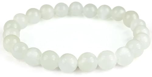 Mondstein-Armband – 100% echte Natursteine | Bequem & elegant | Elastische koreanische Schnur | Inkl. Geschenkbox (Mondstein, 6mm)