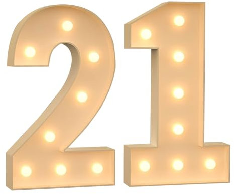 Marquee Light Up Numbers 21 for Birthday Party Decoration, Warm Light DIY Pre-Cut Frame Foam Board for Weddings, Baby Anniversaries, 120cm/4ft