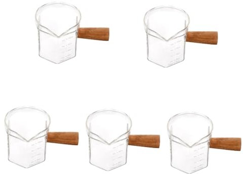 PartyKindom 5 Piezas Taza de Leche de Vidrio Jarra Leche Cristal Jarra medidora Cristal Vasos de Vidrio Taza de Jarra de Crema Taza de Leche Clara Escala Taza de extracción Tetera envase