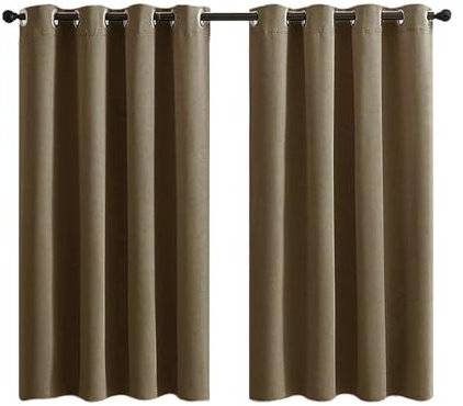Daesar Blickdichte Vorhänge mit Ösen 2er Set, Verdunkelungsvorhänge Braun 117x183CM Modern Einfarbig Schlafzimmer Kinderzimmer Jugendzimmer Gardinen Junge
