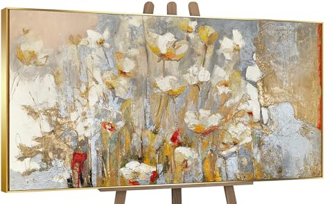 YS-Art Luxus Abstrakt Acryl Gemälde auf Leinwand der Duft des Frühlings handgemalt Wandbild Wohnzimmer Moderne Wohndekor Bilder echte Kunst 140x70 cm