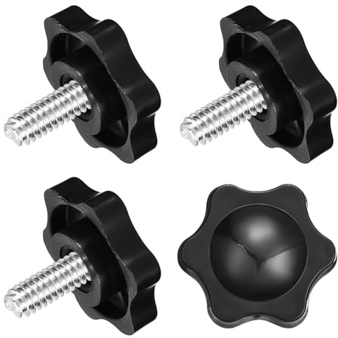 QUARKZMAN 4Pcs Tornillo de Sujeción, M6 x 14mm Estrella Hexagonal de Plástico con Mango de Tornillo de Apriete Manual para Base de Sombrilla Muebles Mecánicos, 25mm Dia