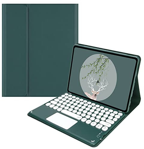 VLEAQC Dark Green, Funda de Teclado para Redmi Pad Pro 12,1 2024, Teclado Trackpad Bluetooth Desmontable, Cubierta Protectora Ligera con Soporte