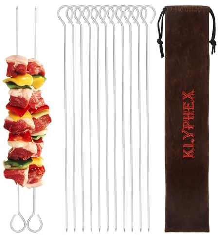 12 12 Pack - Metal Skewers Reusable Kabob Skewers BBQ Barbecue Skewers for Grilling, Stainless Steel