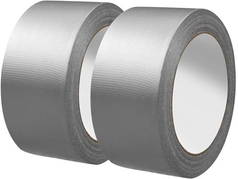 Nuangoo 2 pezzi Nastro americano, 48 mm x 27 m Nastro Adesivo Telato, Nastro Sigillante Impermeabile, per riparazioni, Rinforzi, sigillatura, Etichettatura, interni ed esterni (Argento)