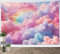 LB Wandteppich Bohemian Cloud Wandtuch Rosa Lila Wolken am blauen Himmel Wandbehang Ästhetische Naturszenerie Tapisserie für Wohnzimmer Schlafzimmer Wohnheim Wanddeko,150x100cm