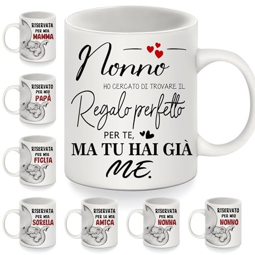 Bommex Tazza per il Nonno - Ho Cercato di Trovare il Regalo Perfetto per Te Ma Tu Hai Già Me - Migliore Tazzina da Caffè per Compleanno, Festa del Papà, Natale
