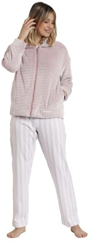 ADMAS Warmer Damen-Bademantel mit langen Ärmeln und Reißverschluss, 67153 PETALO, 38