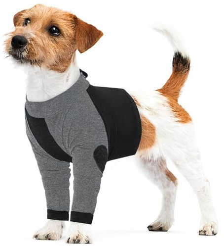 LeLePet Hundebody Nach Op, Hund Ellenbogenschutz für Vornebeine, Body für Hunde Nach Op, Wundschutzanzug Hunde, Anti-Wundlecken Op Body Hund, Weich Leckschutz Hunde für Rüde Hündin, Schwarz L