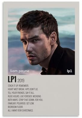 FHILTNMWC Liam-Poster, Payne, Sänger, Albumcover, minimalistisches Vintage-Musikposter, gerahmt, Leinwandposter, eingebauter Holzrahmen, Zuhause, Schlafzimmer, Garage, Art-Deco, 30 x 45 cm,
