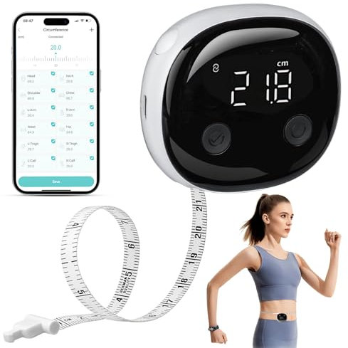 Fresum Smartes Körpermaß, Körpermaßband, LED-HD-Vollbild-Überwachung, Körperfett-Werkzeug für Fitness-Formung und Gewichtsverlust, Fitdays App Bluetooth-Maßband