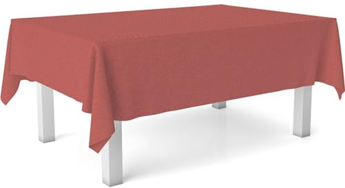 ECOMMERC3 Wachstuchtischdecke rund Ø 140 cm PVC abwaschbar | Rot | Robustes, glattes Gewebe - fleckenabweisend - für drinnen & draußen - pflegeleicht im Alltag - Qualität aus Spanien
