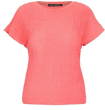 Betty Barclay Damen Strukturshirt mit U-Boot-Ausschnitt 40, Hot Coral