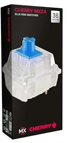CHERRY MX2A RGB Blue Switch Kit, 36 Mechanische Tastatur-Schalter, für DIY, Hot Swap, Gaming-Keyboard, Taktiler Switch mit klick (Clicky), Lautstark & Spürbar