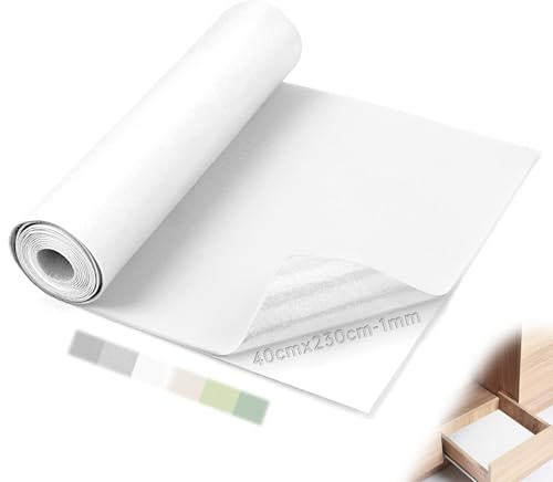 Mbsomnus Filz Selbstklebend 1 mmx 230 cmx40 cm Klebefilz Selbstklebend Filzstoff Weiß Nadelfilz Meterware Filzmatte für Camper Dachhimmel Stoff Wandverkleidung Möbel Schubladenmatte DIY