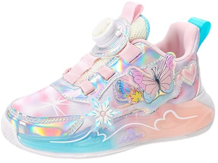 Chaussures de sport pour fille - Baskets avec papillon et flocon de neige - Respirantes - Colorées - Paillettes - Chaussures de course - Chaussures de sport - Chaussures de tennis