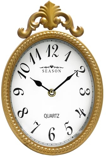 AOROTOE Retro Wanduhr Dekoration Gold Wandkunst Dekorative Metall-Küche für Wohnzimmer Kleine Einzigartige Geschenkideen für Mama Zuhause Modernes Oval Lautlos Batteriebetrieben