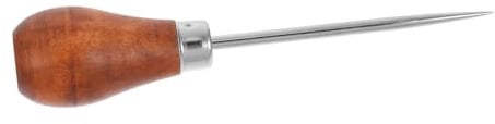 Buchbinderei Ahle für Lederarbeiten, Kompakt 11,9x2,5x2,5cm | Holzgriff mit Metallspitze, Braune Ausführung, für Fadenlöcher, Heimnutzung und Unterricht