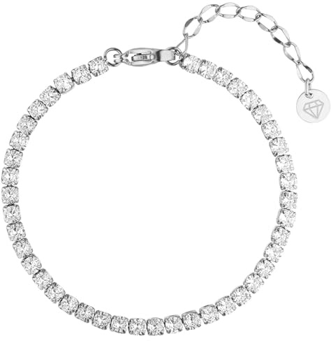 DIAMOND MODE Tennis Armband Damen Gold, Frauen Schmuck Tennisarmband, 16-20cm Verstellbar, wasserfest 18K Vergoldet, hochwertige Zirkonia Steine, Chirurgenstahl 316L, Armektte, Armbänder Geschenk