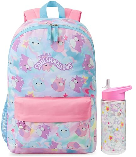 Get Trend Squishmallows Rucksack Kinder Set, Kinderrucksack & Trinkflasche, 500ml Schule Sport Freizeit, Geschenk für Mädchen (Multi Squishmallows)