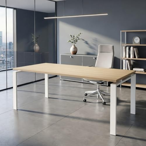 OFIFACTORY Mesa Oficina Profesional | Escritorio Madera con Tablero de Melamina 25 mm para Despacho, Teletrabajo, Ordenador o Estudio | Mesa Ordenador Escritorio Grande (Acacia, 160X80)