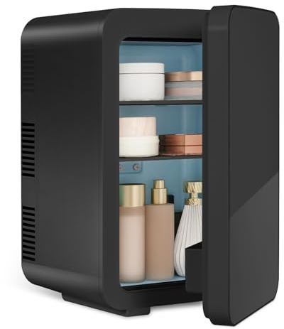 eklipt Mini Fridge for Bedrooms, 10L Portable Beauty Refrigerator | 12 Cans Capacity, AC/DC Powered, Quiet Mode, Skincare Cosmetic Cooler, Small Desk Fridge for Office, Car & Bedroom, Black