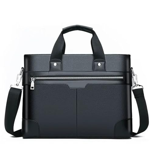 TRRYUIP Borsa 24 ore Uomo Valigetta in pelle PU for uomo Documenti A4 Designer Executive Borsa for laptop 14 a tracolla for business Messenger Tote Bag Marito(Black)