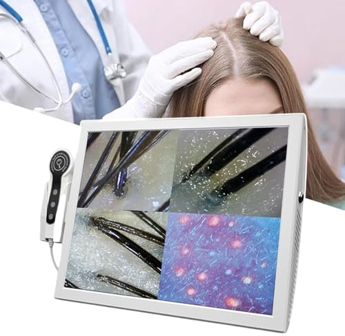 Pyrepping Haut Kopfhaut Detektor,15 Zoll Haarfollikel-Hautanalysegerät mit 70x/200x HD Kamera,18 Millionen Pixel,Foto Einfrieren,Speicherung von Kundeninformationen,für Schönheitssalon zu Hause