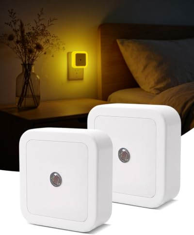 Lamptobe 2 Stück Bernsteinfarbenes Nachtlicht Steckdose mit Dämmerungssensor Automatisches Ein-/Ausschalten, 2000K Warmweiß, Energiesparend 0,5W, Schlaffreundlich, für Kinderzimmer, Schlafzimmer