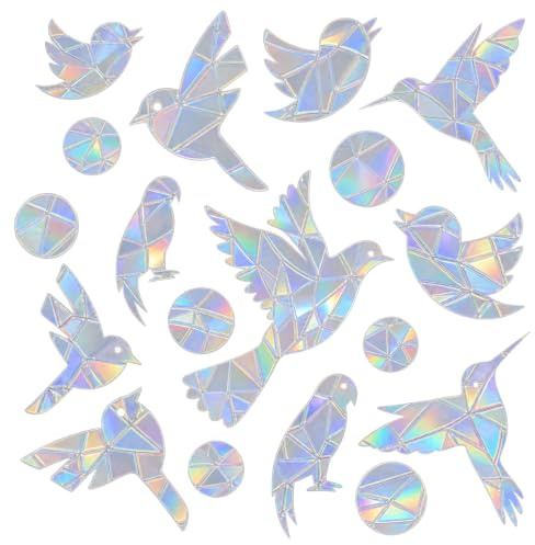 54 Stück Vogelschutz Fenster Aufkleber Prisma (33 Vögel & 21 Kreise) – Statisch Regenbogen Fensterfolie Lichtbrechend, Anti-Vogelschlag Suncatcher, Sichtschutz & Deko für Glasfenster & Wintergarten