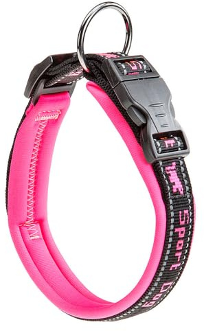 Ferplast Collare Cane SPORT DOG, Collare per Cani, Collare Cani Taglia Grande, Soffice Imbottitura, Cuciture riflettenti, Etichetta per nome dell'animale, Misura: 2,5 cm (45-55 cm), Rosa