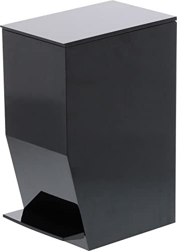 Yamazaki 3386 TOWER Step-On Kosmetikeimer 4L, schwarz, ABS Harz, Minimalistisches Design, 12 x 19 x 27,5 cm (LxBxH)