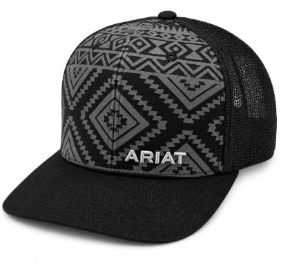 ARIAT Herren Aztec Black Flat Bill Baseball Cap