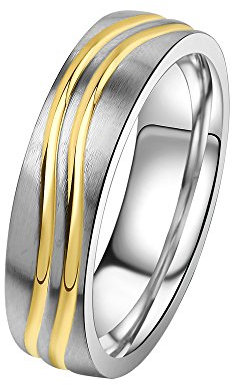 DOOSTI Partnerring/Trauring Bicolor Chirurgischer Edelstahl - inkl. Gratis Gravur